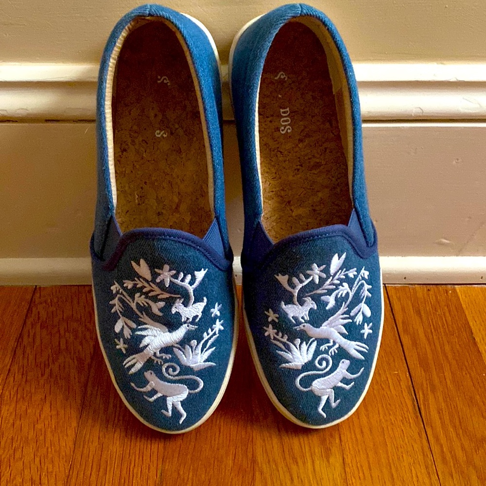 Beautiful embroidered slip-ons by Soludos.